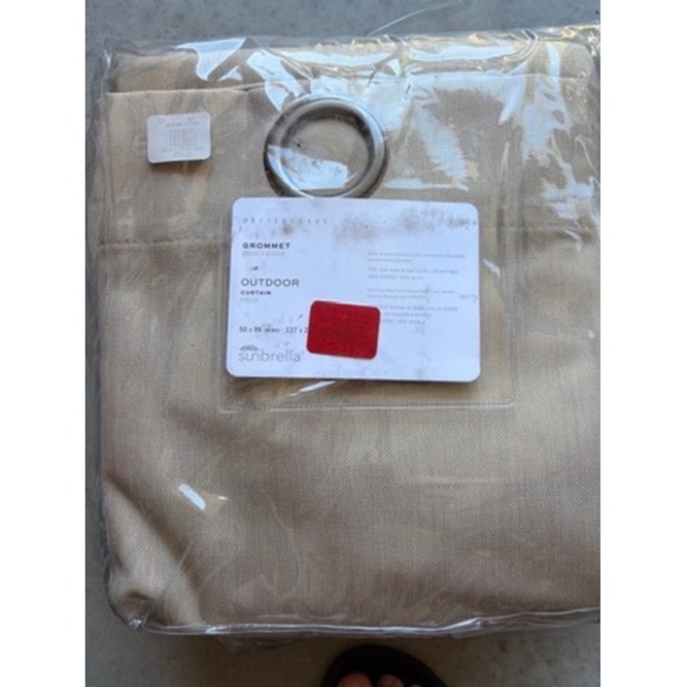 Pottery Barn Sunbrella Outdoor Grommet Curtain Panel 50x96 Tan Sand Linen